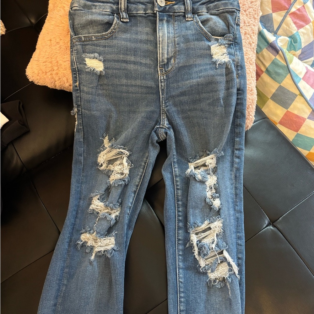American Eagle Outfitters Blue Skinny Distressed Jeans